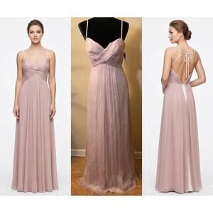 Amsale crinkle chiffon 100% silk gown NWT